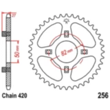 Kettenrad 37Z Teilung 420 Innendurchmesser 050 Lochkreis 082 passend für: Honda ST, SS, CB, XR