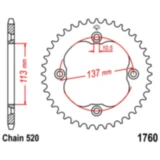 Kettenrad 40Z Teilung 520 Innendurchmesser 113 Lochkreis 137 passend für: Suzuki LT - Z, LT - R