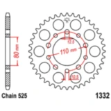 Kettenrad 37Z Teilung 525 Innendurchmesser 080 Lochkreis 110 passend für: Honda CB, VT, XRV