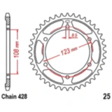 Kettenrad 60Z Teilung 428 Innendurchmesser 108 Lochkreis 123 passend für: Aprilia RS, RS4, Tuono