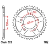 Kettenrad 40Z Teilung 525 Innendurchmesser 100 Lochkreis 120 passend für: Aprilia Shiver, Dorsoduro, Mana