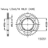 Kettenrad 52Z Teilung 428 Innendurchmesser 096 Lochkreis 108 passend für: MZ/MUZ SM, SX