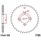 Kettenrad 22Z Teilung 520 Innendurchmesser 044 Lochkreis 070 passend für: Suzuki LT - Z, LT