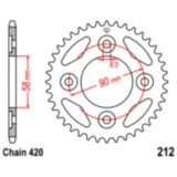 Kettenrad 35Z Teilung 420 Innendurchmesser 058 Lochkreis 090 passend für: Honda ANF, MSX, AFS