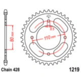 Kettenrad 42Z Teilung 428 Innendurchmesser 080 Lochkreis 110 passend für: Honda CBF, CB