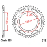 Kettenrad 40Z Teilung 525 Innendurchmesser 120 Lochkreis 138 passend für: Honda VFR, RVF