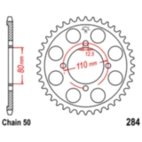 Kettenrad 37Z Teilung 530 Innendurchmesser 080 Lochkreis 110 passend für: Honda CB