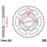 Kettenrad 45Z Teilung 520 Innendurchmesser 070 Lochkreis 110 passend für: Honda CB