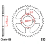 Kettenrad 41Z Teilung 428 Innendurchmesser 044 Lochkreis 060 passend für: Yamaha DT