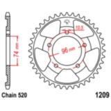 Kettenrad 41Z Teilung 520 Innendurchmesser 074 Lochkreis 096 passend für: Honda NSR