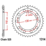 Kettenrad 39Z Teilung 525 Innendurchmesser 118 Lochkreis 138 passend für: Honda CBR