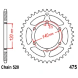 Kettenrad 44Z Teilung 520 Innendurchmesser 120 Lochkreis 140 passend für: Moto Morini 6 1/2, X - Cape