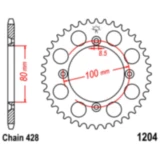 Kettenrad 50Z Teilung 428 Innendurchmesser 080 Lochkreis 100 passend für: AJP PR3