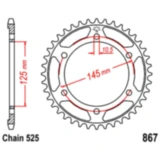 Kettenrad 43Z für Motorräder 525 Teilung