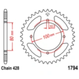Kettenrad 45Z Teilung 428 Innendurchmesser 080 Lochkreis 100 passend für: Suzuki GZ
