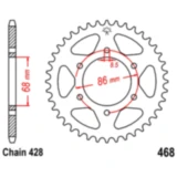 Kettenrad 46Z Teilung 428 Innendurchmesser 068 Lochkreis 086 passend für: Kawasaki BN