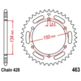 Kettenrad 48Z Teilung 428 Innendurchmesser 134 Lochkreis 150 passend für: Kawasaki KMX