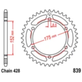 Kettenrad 57Z Teilung 428 für Motorräder
