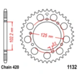 Kettenrad 53Z Teilung 420 Innendurchmesser 102 Lochkreis 125 passend für: Derbi Senda, Dekker