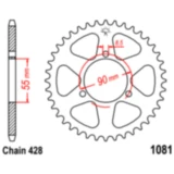 Kettenrad 46Z Teilung 428 Innendurchmesser 055 Lochkreis 090 passend für: Rieju NKD, RS - 2