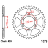 Kettenrad 62Z Teilung 420 Innendurchmesser 110 Lochkreis 130 passend für: CPI SM, SX, SMX