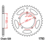 Kettenrad 42Z Teilung 520 Innendurchmesser 120 Lochkreis 140 passend für: Triumph Bonneville, Scrambler, Thruxton