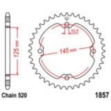 Kettenrad 37Z Teilung 520 Innendurchmesser 125 Lochkreis 145 passend für: Yamaha YFM, YFZ