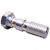 Doppelhohlschraube M10 x 1,25 aus Aluminium in Chromfarbe