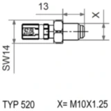 Aussengewinde fest Vario TYP520 M10 x 1.25 gold