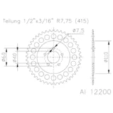 Alu - Kettenrad 42Z Teilung 415 silber Esjot Innendurchmesser 040 Lochkreis 060 passend für: Husqvarna SM, CR