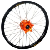 Komplett Rad 21-1.85 Haan Wheels mit schwarzer Felge und oranger Nabe