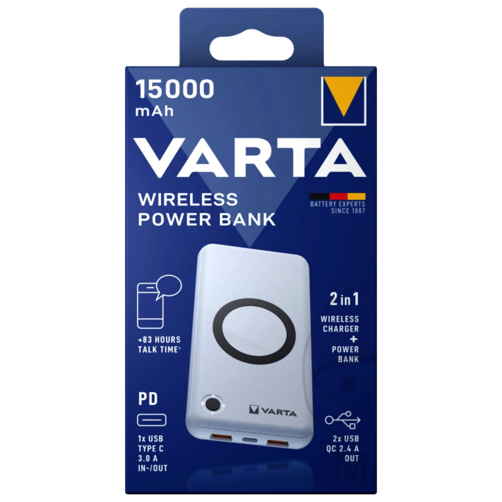 VARTA Wireless Power Bank 15.000 mAh mit USB-C Kabel_0