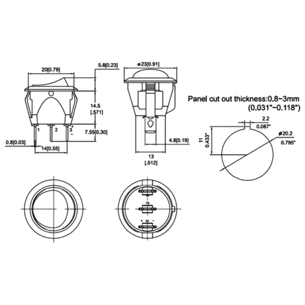 Schalter EIN/AUS schwarz rund für Motorräder_1
