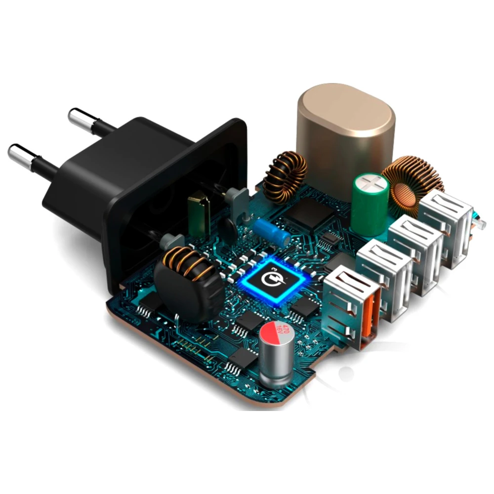 Ladegerät 230V Hama 4-Fach QC 3.0 USB 3A 33W Ladegerät für Smar