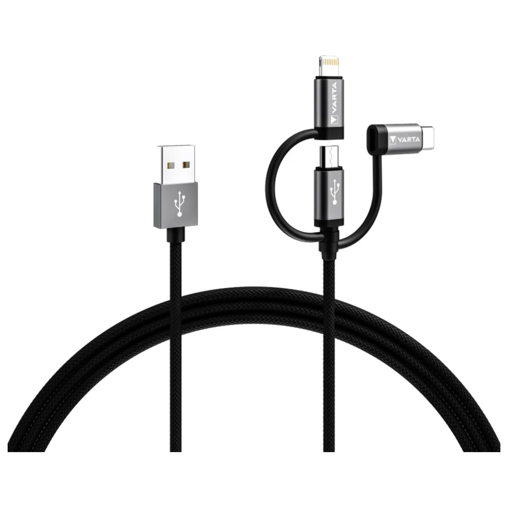 Ladekabel 3-in-1 2 m Varta USB A - C/Micro/Lightning_1