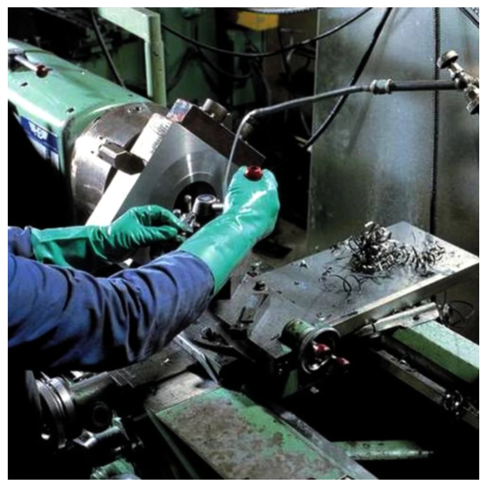 Arbeitshandschuhe Nitril grün Velourisiert Größe 8_0