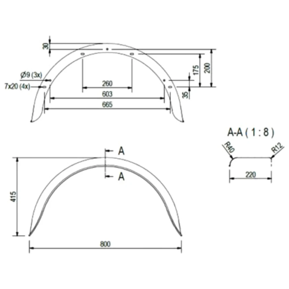 Einachs-Kotflügel für PKW-Anhänger 3380318_0