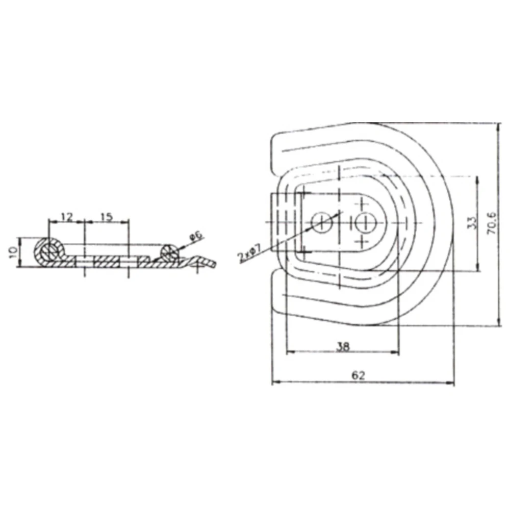 Zurrmulde mit Ring Aufbau 62x71mm für Motorradzubehör_0