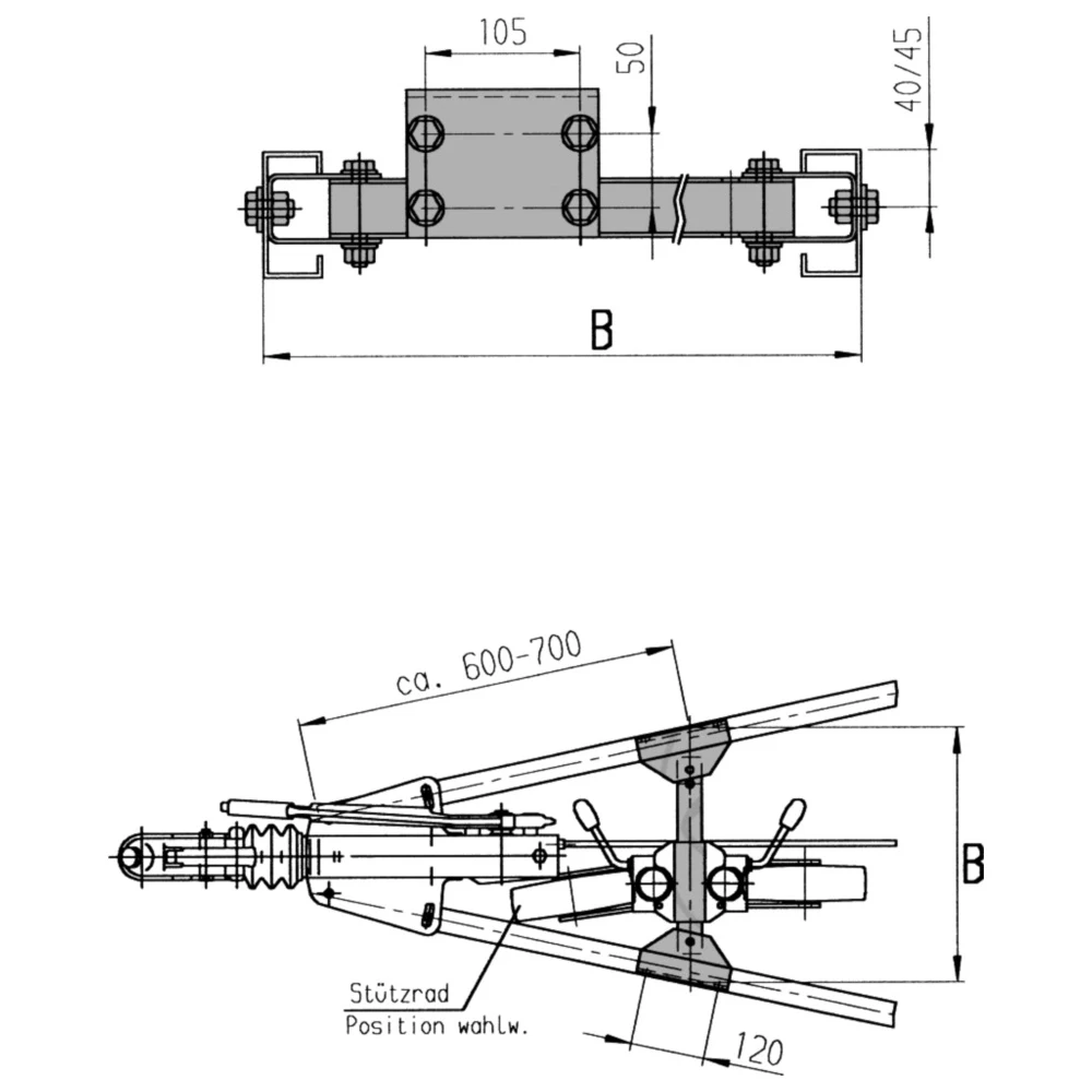 Stützrad-Traverse 390/410 mm für AL-KO_0