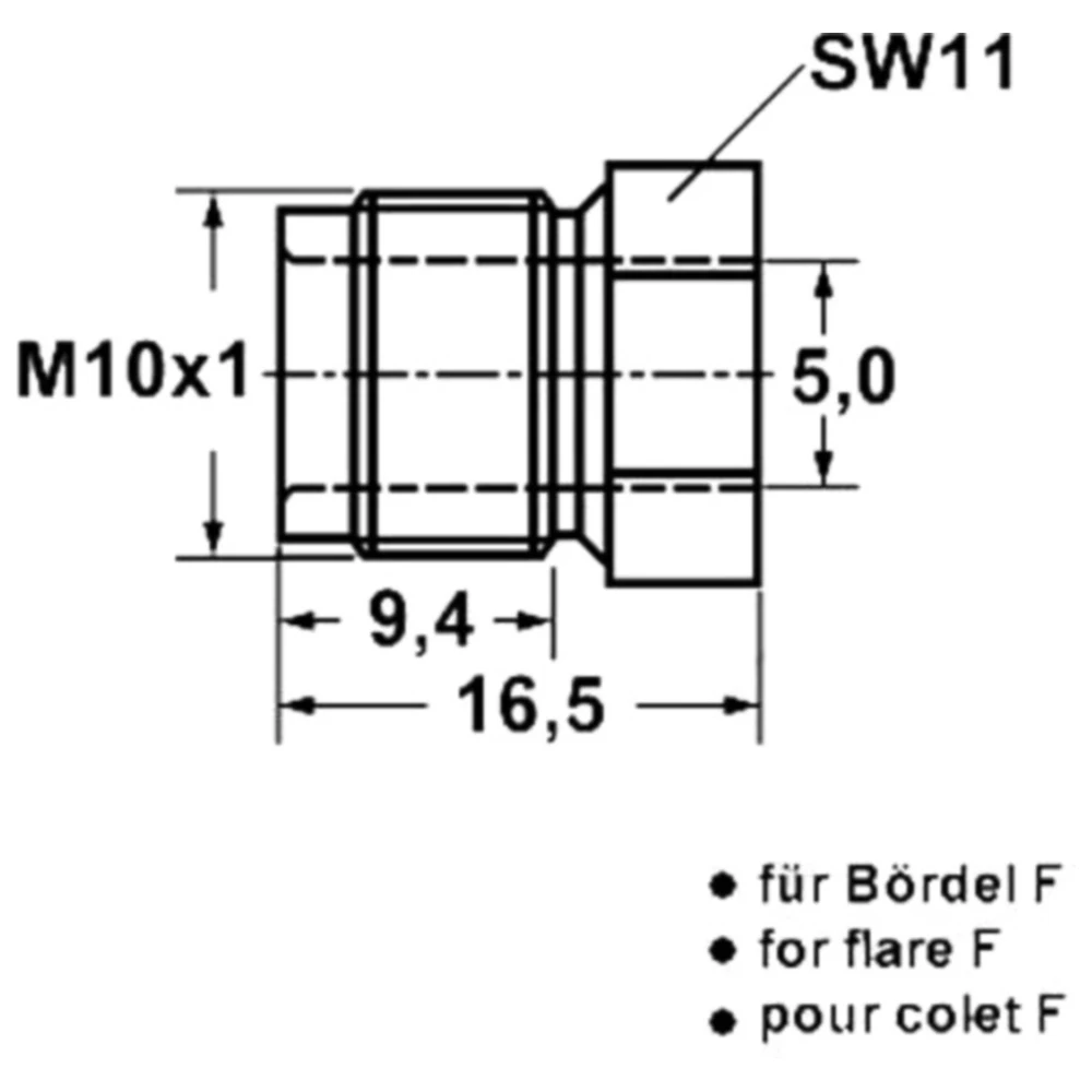 Überwurfschraube M10 x 1 für Bremsleitungen mit Bördel F 5 mm_0