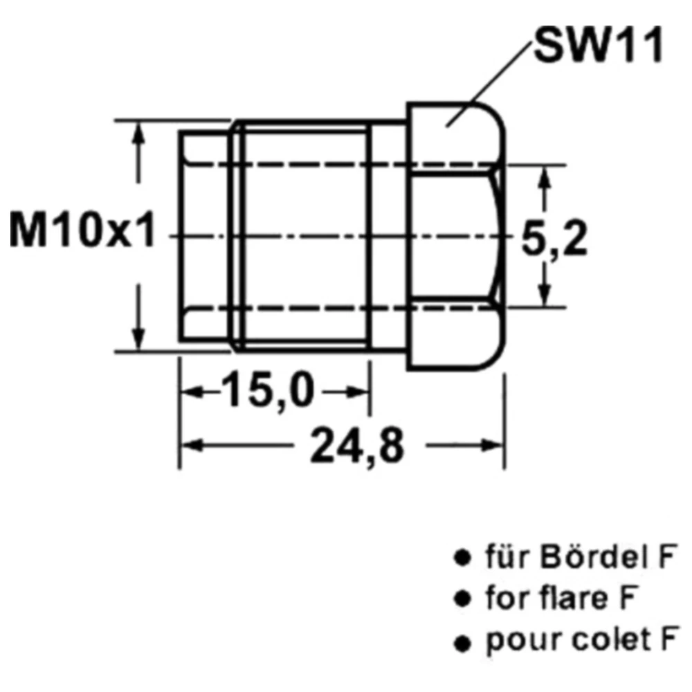 Überwurfschraube M10 x 1 ID Bördel F 5 mm für Hyundai_1