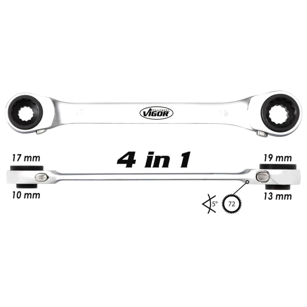 Doppel-Ratschenringschlüssel 4 in 1 für Motorräder 10 13 17 19