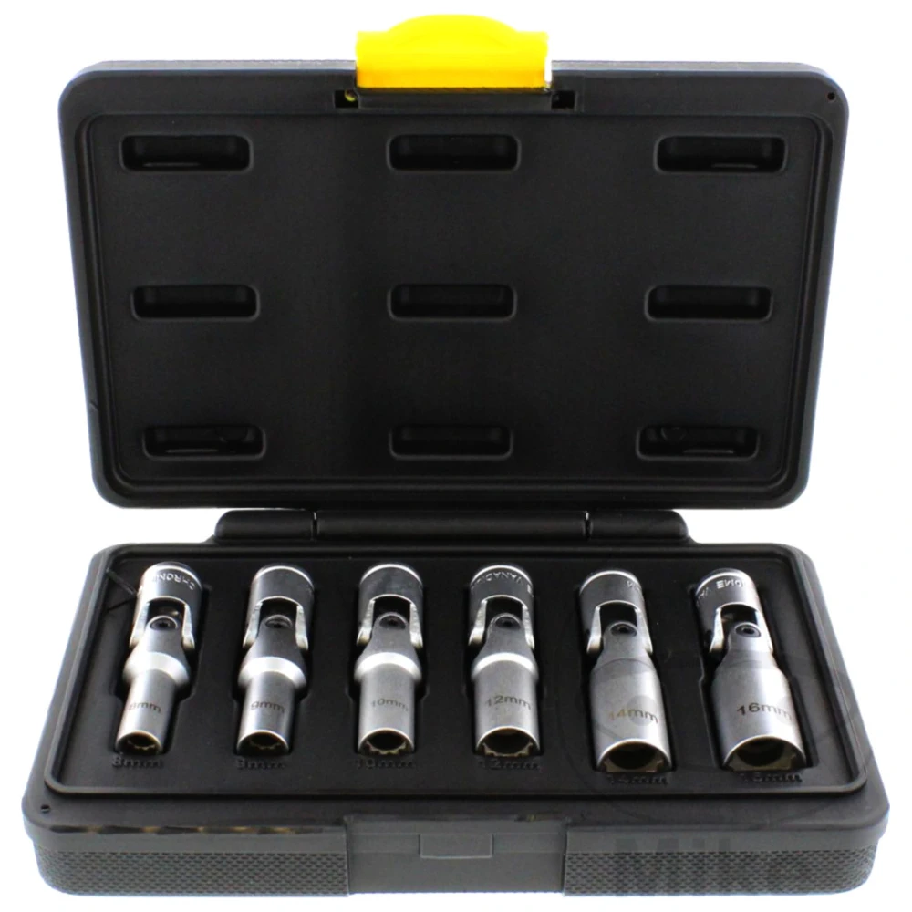 Gelenk-Steckschlüssel Satz 3/8 für Glühkerzen 6-teilig 8-16 mm_0