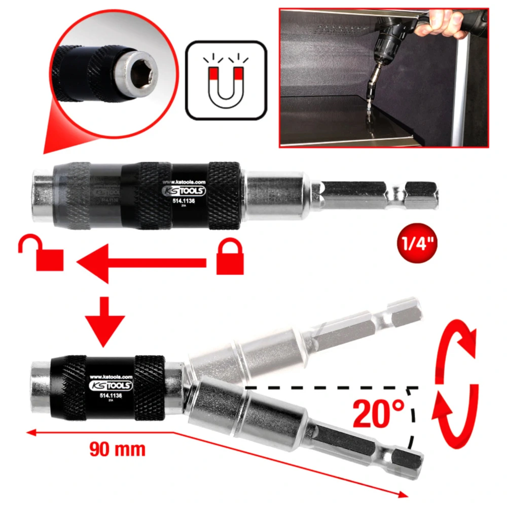 1/4" Magnetischer Schnellwechsel-Bithalter mit Gelenk_0