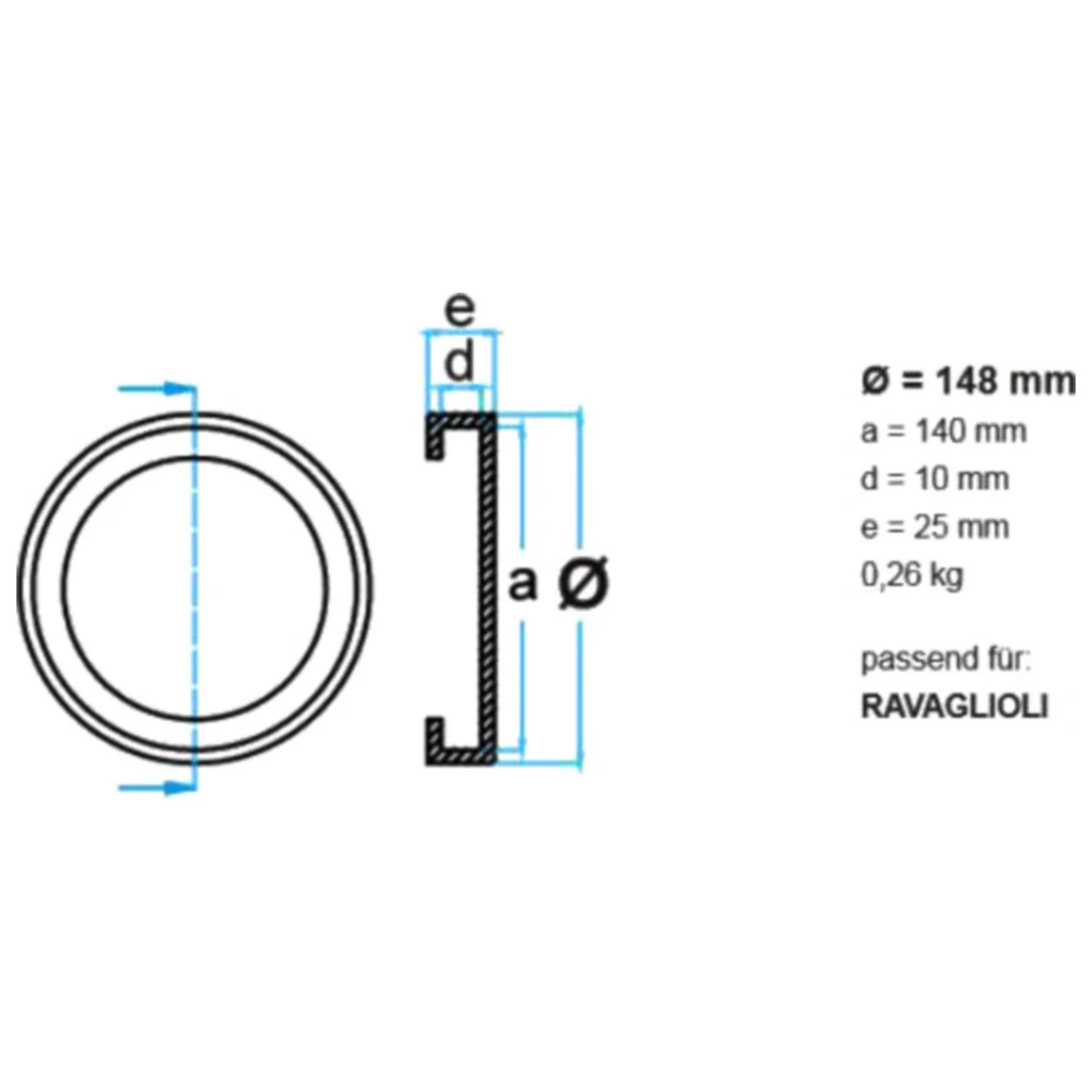 Gummiauflage Ravaglioli 146MM ohne Stutzen_1