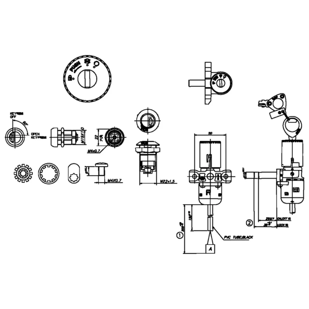 Schlosssatz JMP 3 teilig passend für: Aprilia Mojito, Habana, H