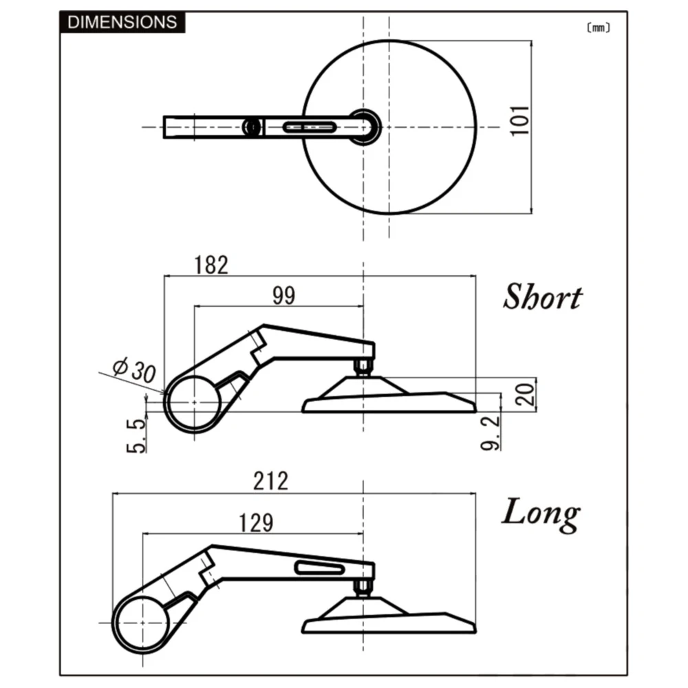 Lenkerendenspiegel schwarz Daytona kurz für Motorräder_2