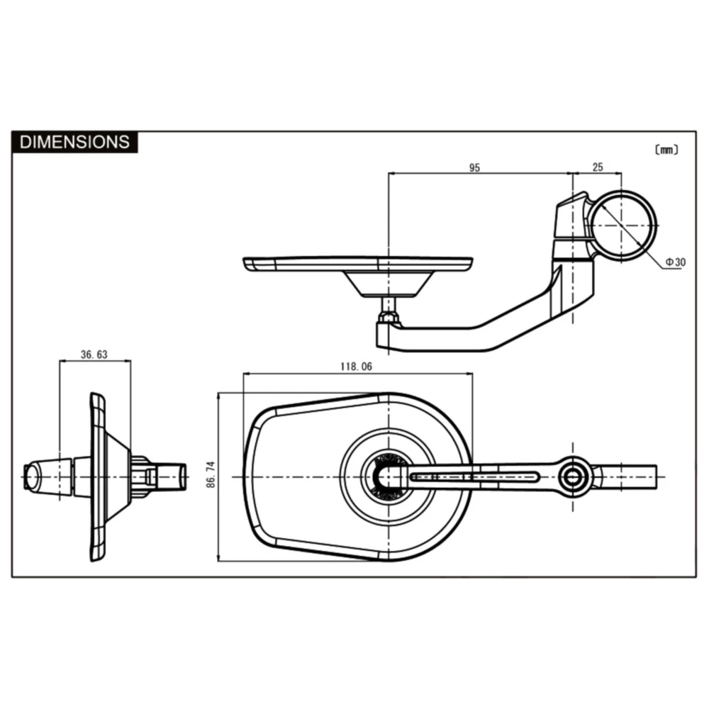 Lenkerendenspiegel Daytona Alu schwarz für Motorräder_2