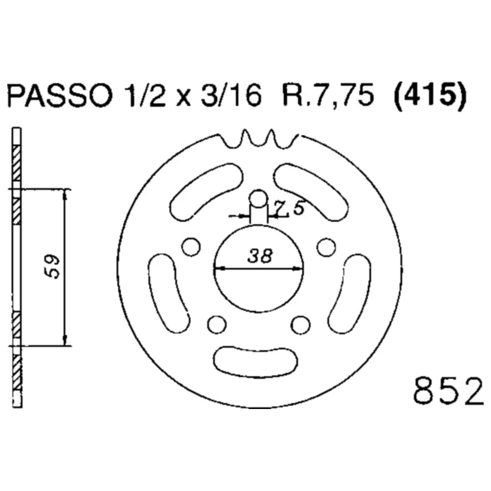 Kettenrad 45Z Teilung 415 schwarz Innendurchmesser 038 Lochkrei