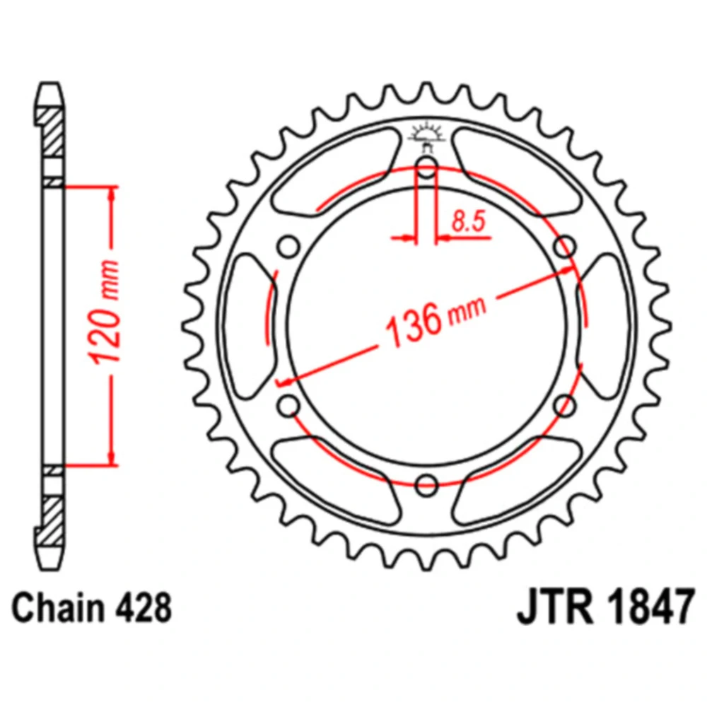 Kettenrad für verschiedene Motorräder 56Z Teilung 428_0